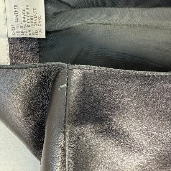 Doncaster Leather Jacket Women's 10 Black Open Leather Laser Cut Trim Lined EUC - Picture 10 of 12